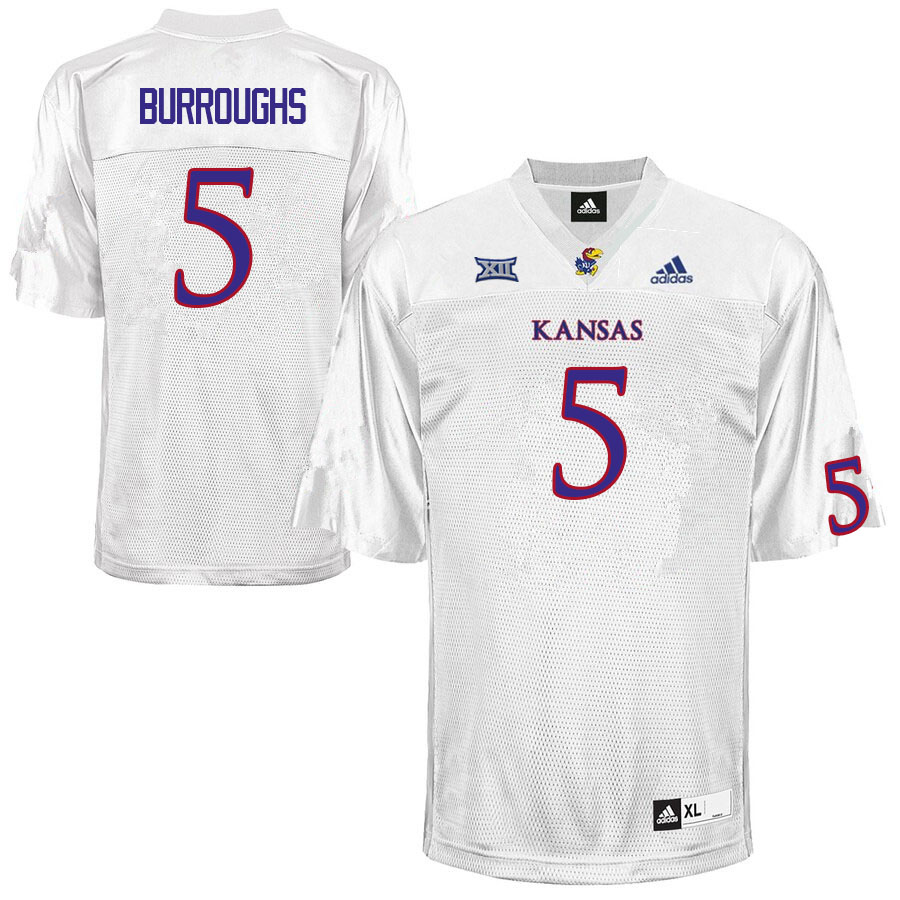 Men #5 O.J. Burroughs Kansas Jayhawks College Football Jerseys Sale-White - Click Image to Close